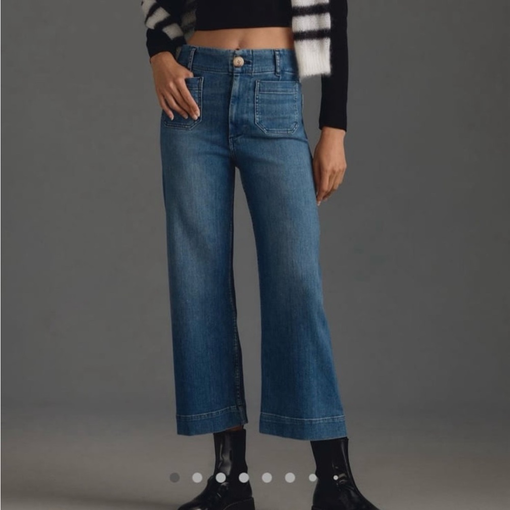 Anthropologie The Colette Cropped High-Rise Wide Leg Jeans by Maeve